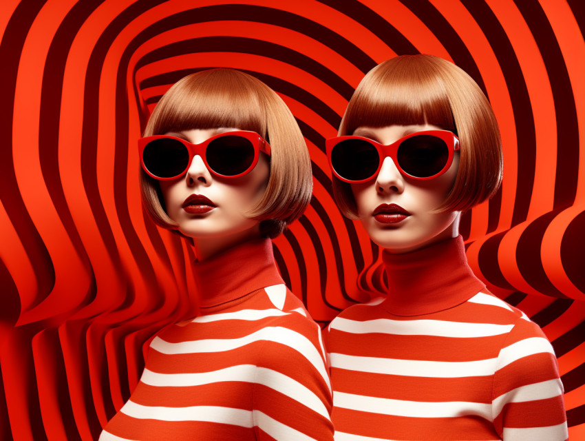 Stylish Woman in Red Outfit and Sunglasses Stylish Woman in Red Outfit and Sunglasses