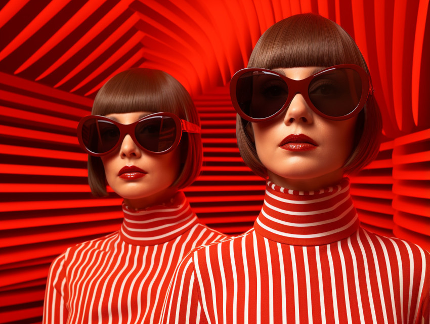 Red Outfit Woman with Sunglasses Red Outfit Woman with Sunglasses
