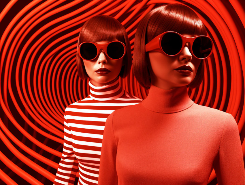 Woman in Red Dress with Sunglasses