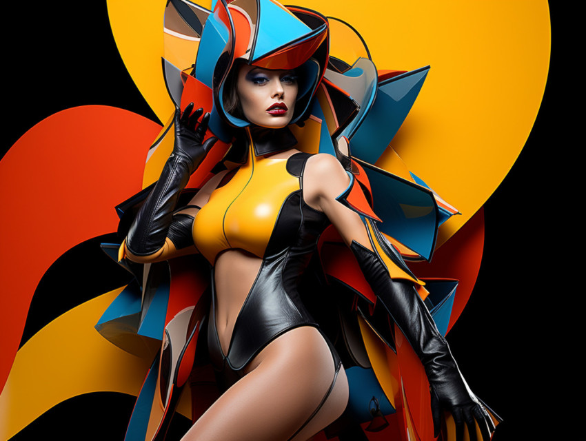 Fashion model in avant garde outfit Fashion model in avant garde outfit
