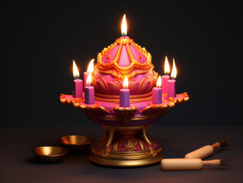 Glowing Diwali lamp in darkness Glowing Diwali lamp in darkness