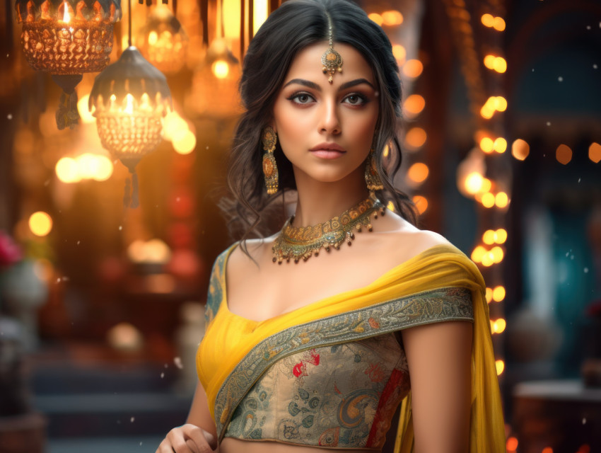 A stunning woman in a vibrant yellow dress A stunning woman in a vibrant yellow dress