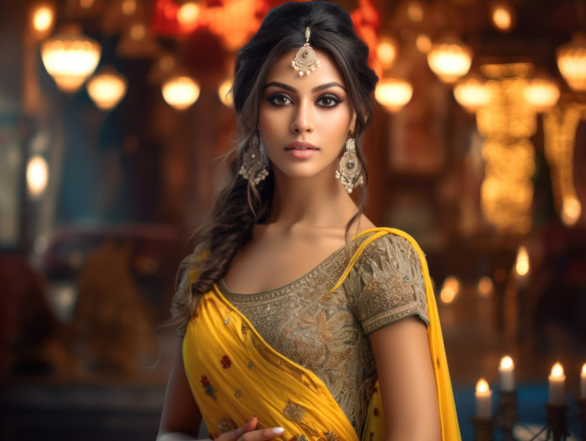 A stunning woman in a vibrant yellow dress A stunning woman in a vibrant yellow dress