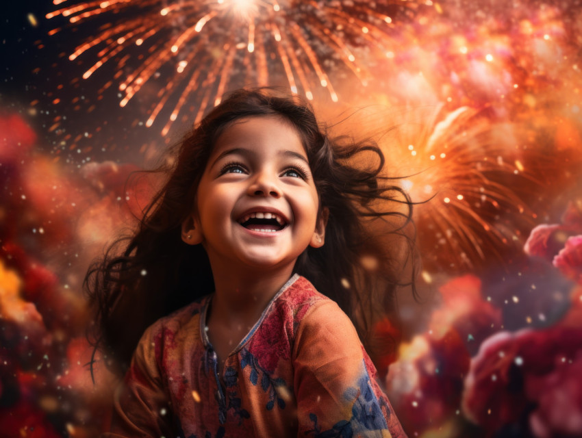 A young Indian girl celebrates Diwali A young Indian girl celebrates Diwali