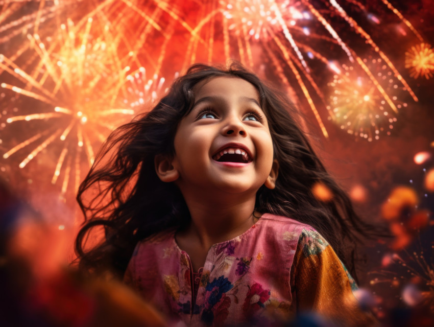 A young Indian girl celebrates Diwali A young Indian girl celebrates Diwali