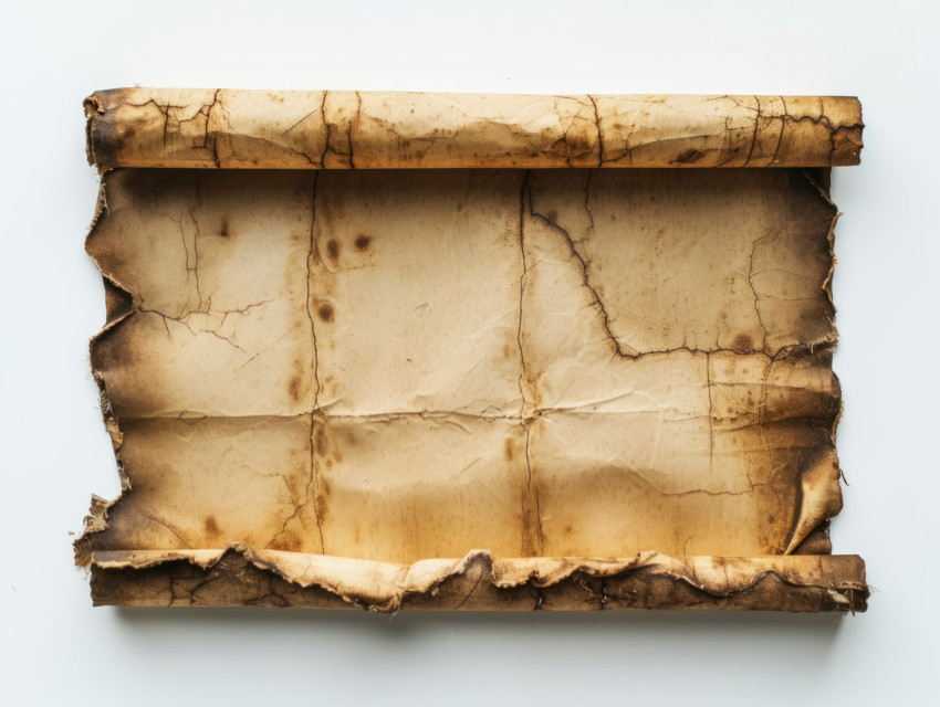 A vintage scroll against a clean white backdrop