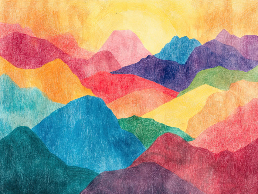 A misty mountain range stretches into the distance A misty mountain range stretches into the distance
