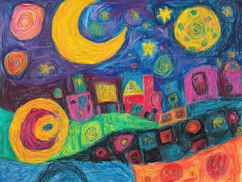 A bright moon and twinkling stars shine in the dark night sky A bright moon and twinkling stars shine in the dark night sky