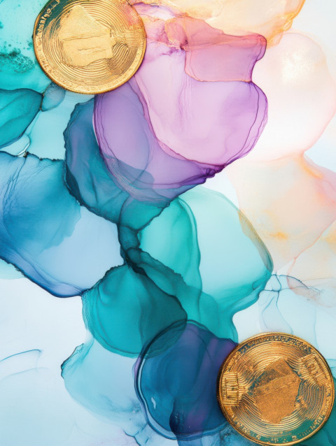 Liquid gold coins rippling softly Liquid gold coins rippling softly
