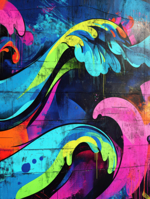Waves crashing in vibrant Waves crashing in vibrant