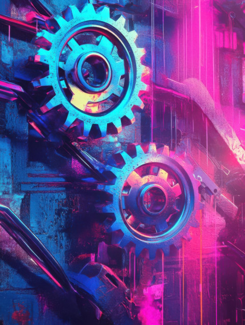 Metallic gears twisting into graffiti wildstyle Metallic gears twisting into graffiti wildstyle