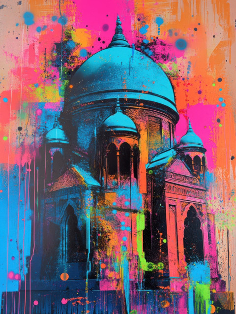Grand domes covered in bold spray painted patterns Grand domes covered in bold spray painted patterns