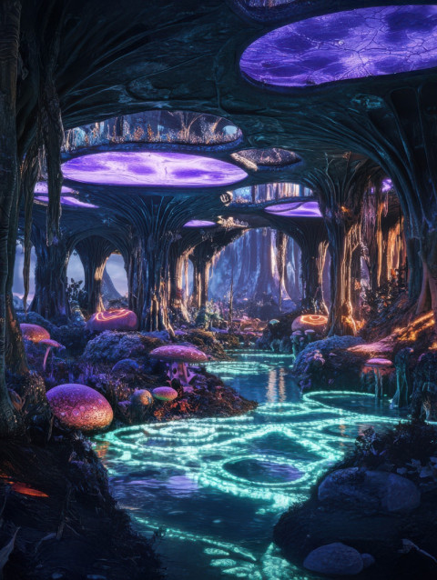 Tide pools glowing with bioengineered luminescent algae Tide pools glowing with bioengineered luminescent algae