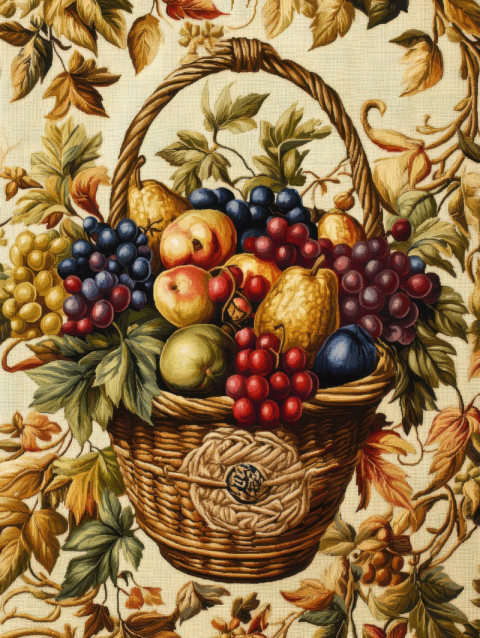 Woven basket of deep colored fruits Woven basket of deep colored fruits
