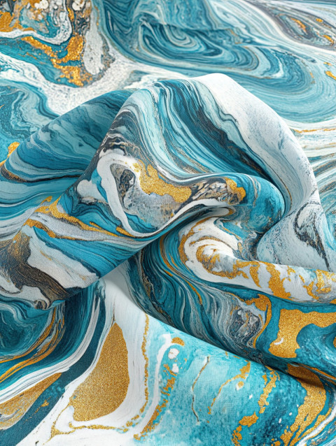 Rolling ocean waves with flowing marbled patterns in vivid ebru style Rolling ocean waves with flowing marbled patterns in vivid ebru style