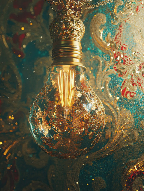 A lightbulb blooms with golden filaments A lightbulb blooms with golden filaments