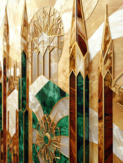 A wooden temple adorned with gold inlay detailing