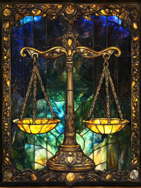 Scales of justice balanced in golden light Scales of justice balanced in golden light