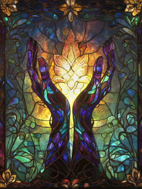 Healing hands with a radiant aura Healing hands with a radiant aura