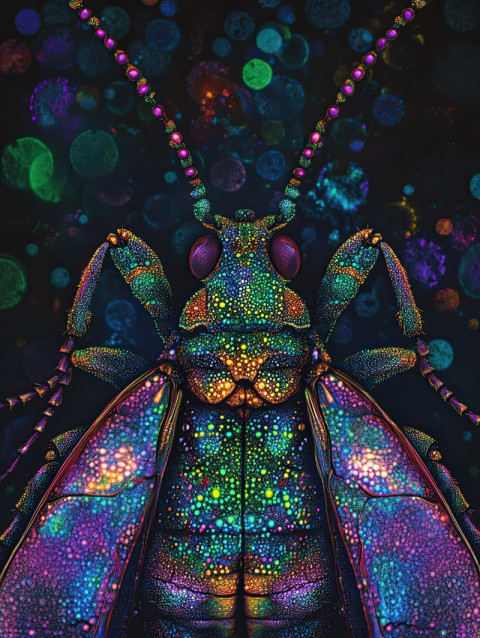 Intricate insect in magnified micrographia detail
