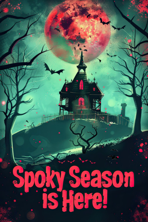 Halloween poster with an eerie yet playful atmosphere Halloween poster with an eerie yet playful atmosphere