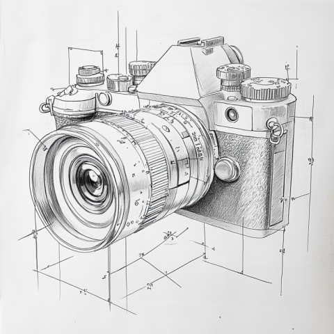 A sketch image used to illustrate the optical path and imaging principle of a camera A sketch image used to illustrate the optical path and imaging principle of a camera