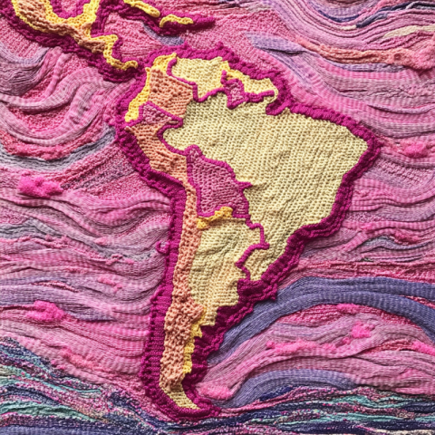 A pink knitted south americain the style of made of lace A pink knitted south americain the style of made of lace