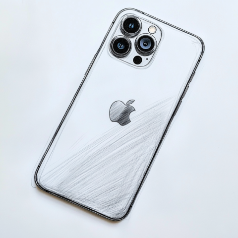 The back of an iphone 15 pro max in drawing wireframe drawing style The back of an iphone 15 pro max in drawing wireframe drawing style