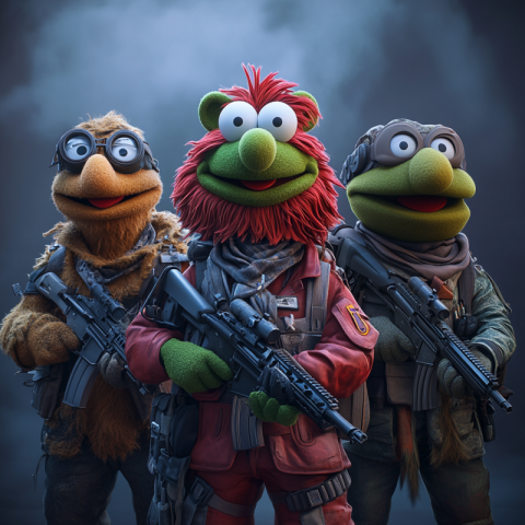 The muppets carrying guns The muppets carrying guns