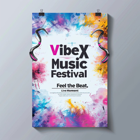 Energetic flyer designs of vibex music festival with text feel the beat live the moment Energetic flyer designs of vibex music festival with text feel the beat live the moment
