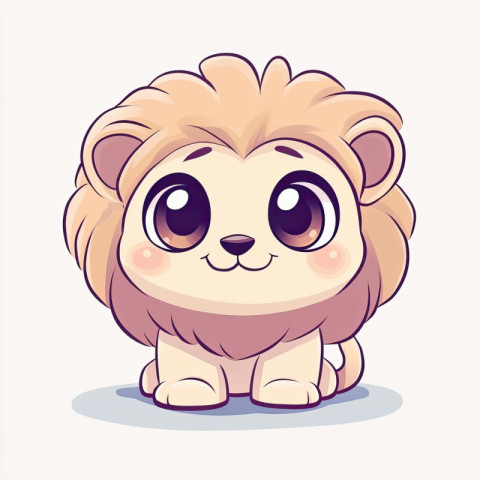 Adorable cartoon lion icon with a fluffy mane Adorable cartoon lion icon with a fluffy mane