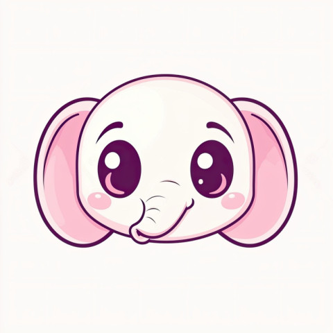 Adorable cartoon elephant icon with big floppy ears Adorable cartoon elephant icon with big floppy ears