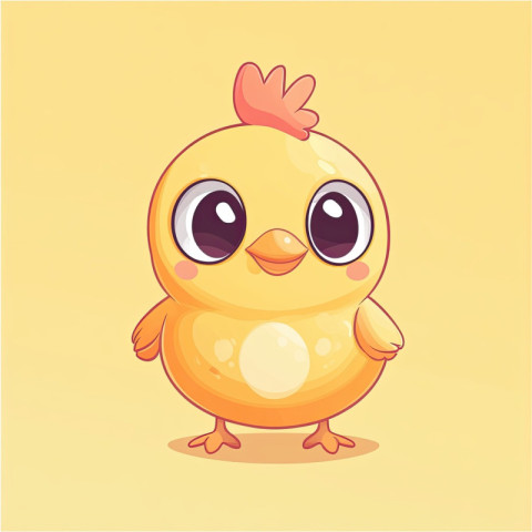 Adorable cartoon chicken icon with fluffy feathers Adorable cartoon chicken icon with fluffy feathers