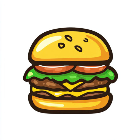 Stylized cartoon burger icon with a bold outline Stylized cartoon burger icon with a bold outline