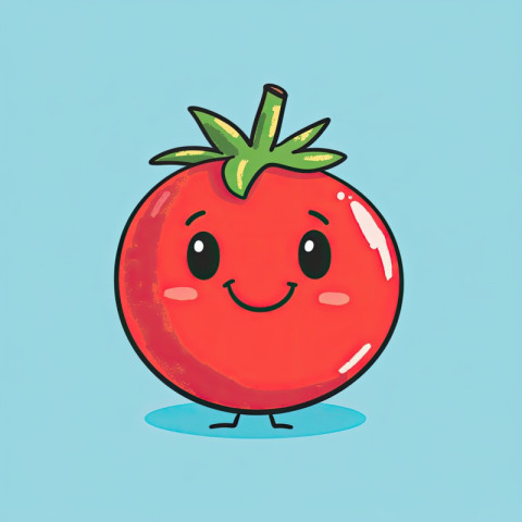 Cute cartoon doodle icons with playful outlines in bold red and green on a pastel blue background