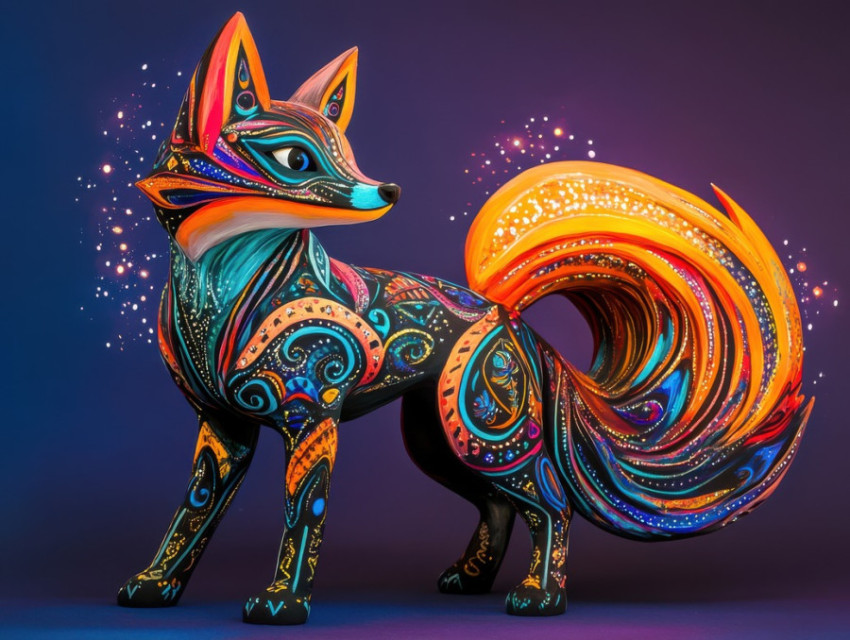 Fox with swirling flame-like fur Fox with swirling flame-like fur