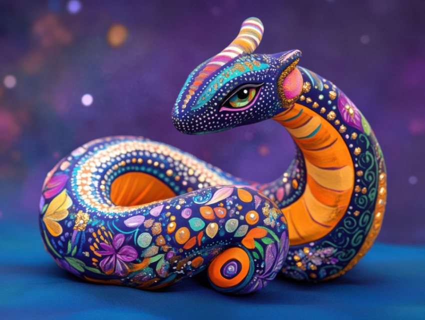 Serpent with vibrant rainbow scales Serpent with vibrant rainbow scales