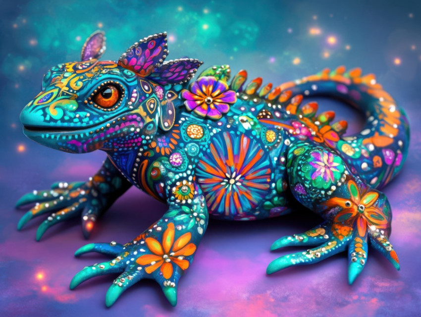 Lizard with floral mandala skin Lizard with floral mandala skin