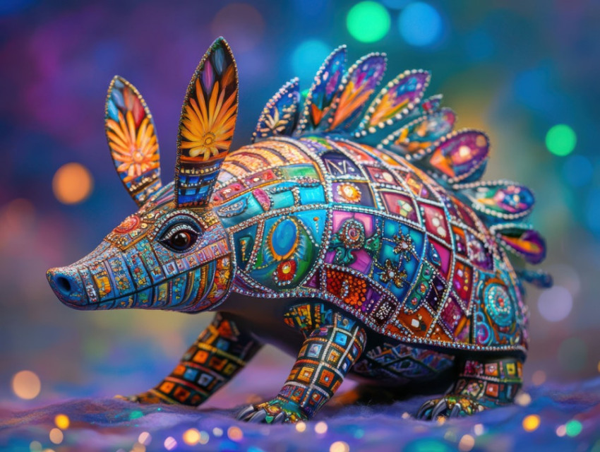 Armadillo with intricate mosaic shell Armadillo with intricate mosaic shell