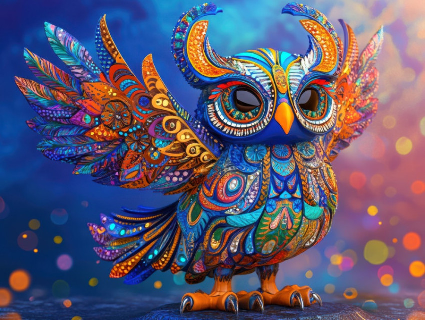 Owl with hypnotic feather patterns Owl with hypnotic feather patterns