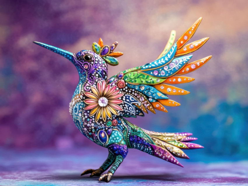 Hummingbird with radiant gemstone wings Hummingbird with radiant gemstone wings