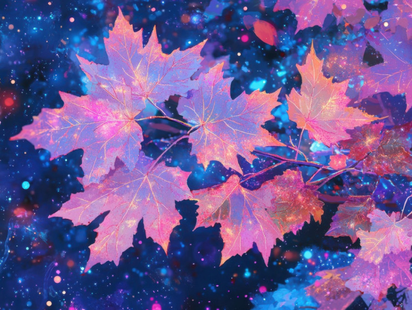 Maple leaves in autumn arranged in ikebana style Maple leaves in autumn arranged in ikebana style