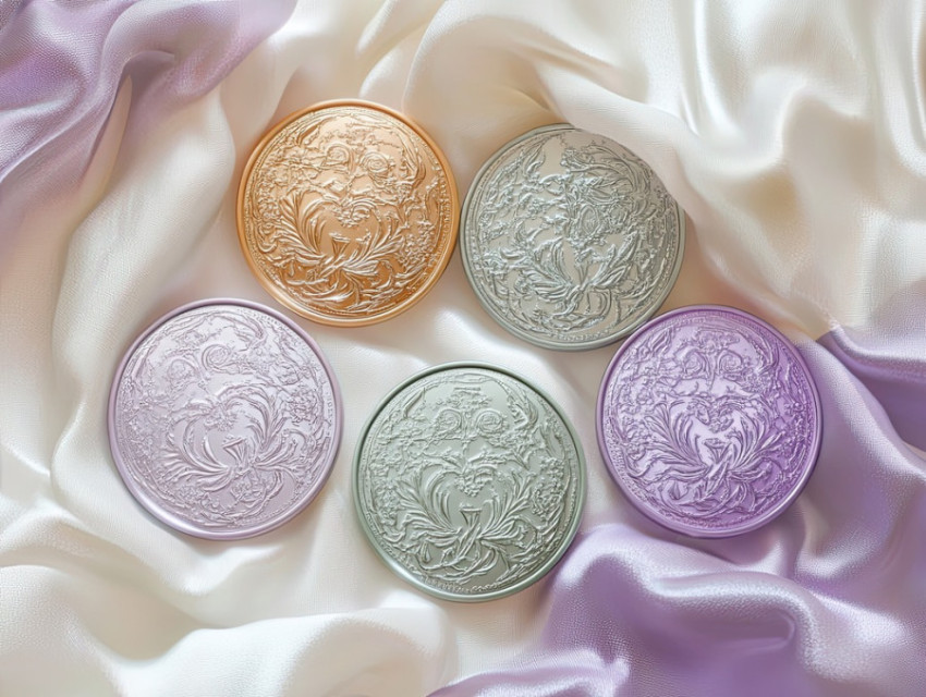 Coins engraved with intricate lace designs influenced by Vamberk lace Coins engraved with intricate lace designs influenced by Vamberk lace