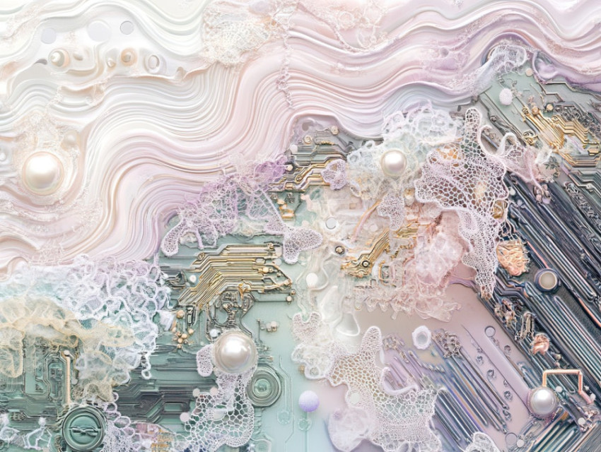 Circuit board infused with lace inspired patterns Circuit board infused with lace inspired patterns