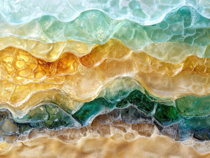 Waves crashing onto golden sand under warm sunlight Waves crashing onto golden sand under warm sunlight