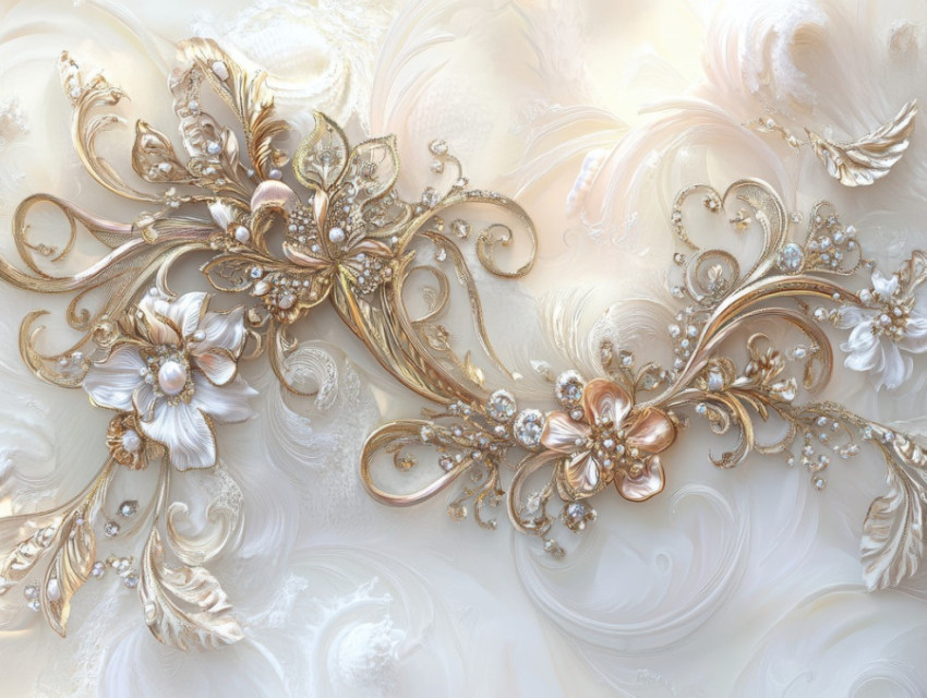 Delicate vines weaving through golden frames with intricate filigree Delicate vines weaving through golden frames with intricate filigree
