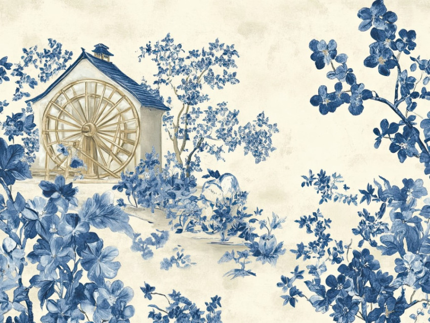 A watermill with an elegant spinning wheel