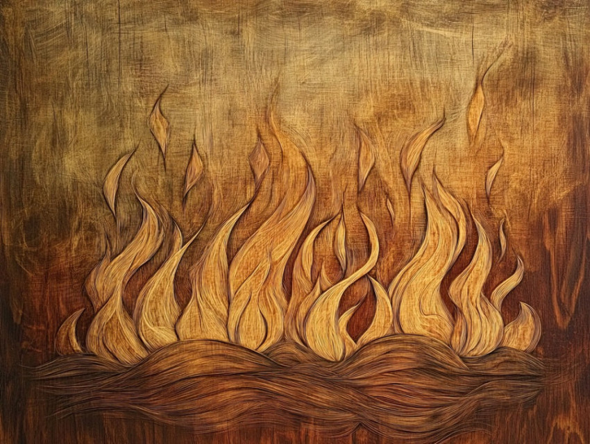 Bonfire with flames curling into smoky tendrils Bonfire with flames curling into smoky tendrils
