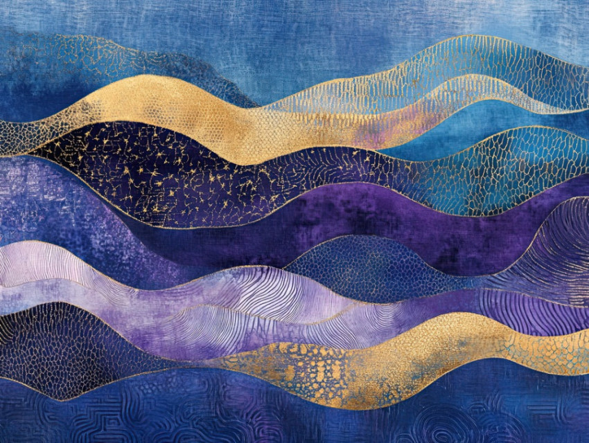 Abstract ocean waves flow in soft indigo gradients Abstract ocean waves flow in soft indigo gradients