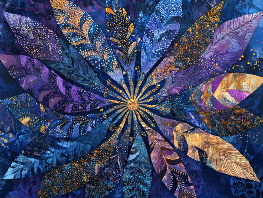 Herbal leaves form a delicate radial burst in organic patterns Herbal leaves form a delicate radial burst in organic patterns
